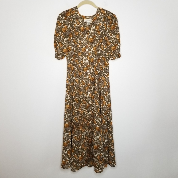 Express Dresses & Skirts - Vtg Express Button Front Midi Dress 4 Cottagecore